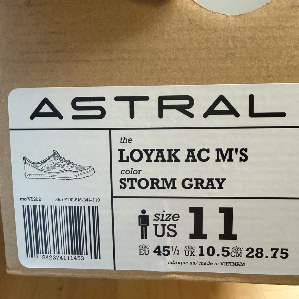 Astral Loyak Mens Size 11 Water Shoes Sneakers Storm Gray Brand New In Box - Picture 12 of 12